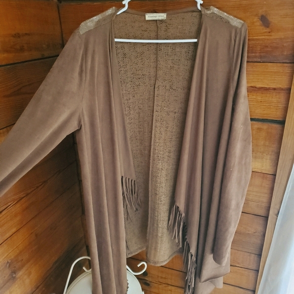 Flamingo Urban Sweaters - SOLD Micro suade fringe cardigan
